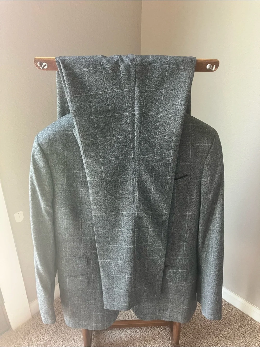 Banana Republic Gray Windowpane Italian Wool Suit